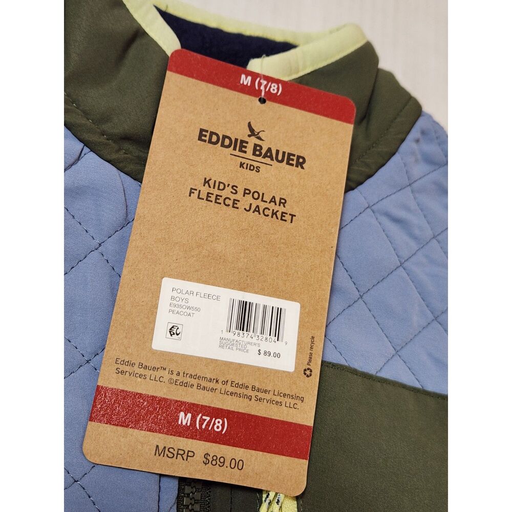 Eddie Bauer Kids Polar Fleece Jacket Medium 7/8 Peacoat Blue NWT - Picture 5 of 6